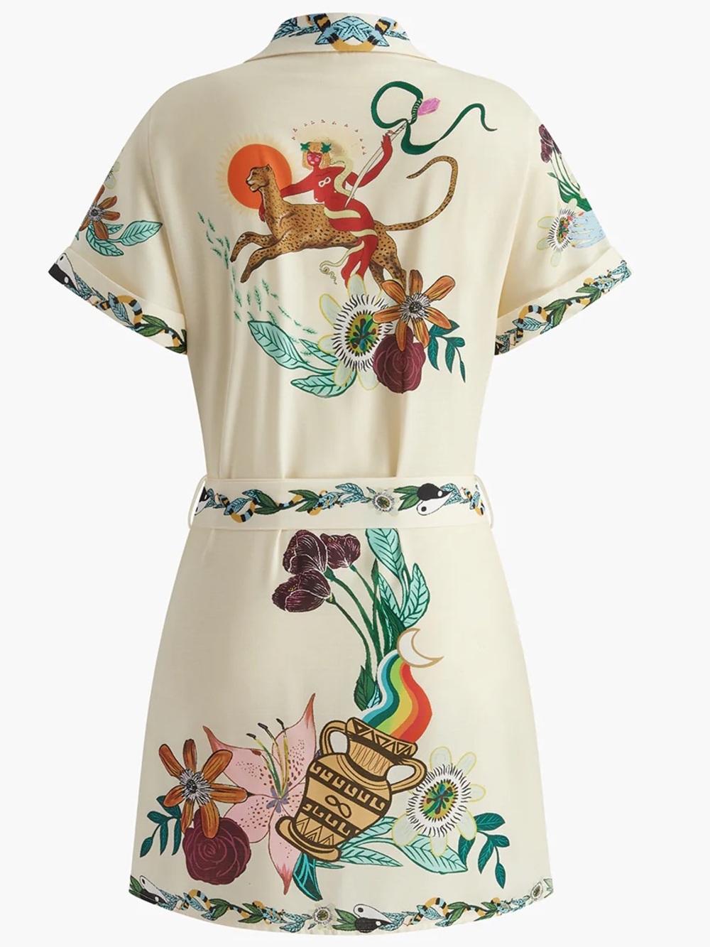 NEW Commense Printed Collared Belted Short Dress Size Medium NWT.            L16 - Picture 4 of 7